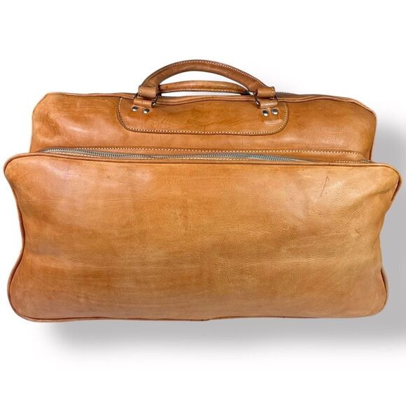 MR Canoa Vintage 80s 90s Leather Duffel Travel Overnight Bag Weekender Rugged - Picture 5 of 16